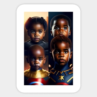 Black History Month with Black kids wearing super heroes Sticker